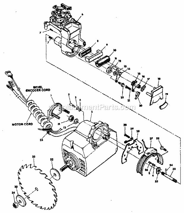 Page C Diagram and Parts List for 113198611  Craftsman Chop Saw