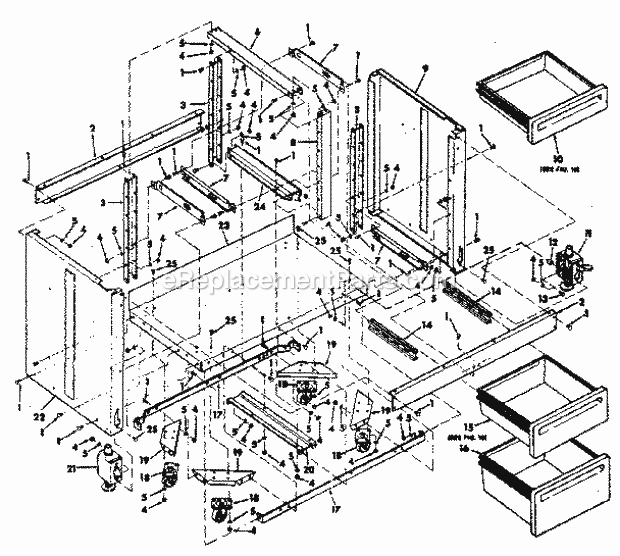 Page H Diagram and Parts List for 113198611  Craftsman Chop Saw