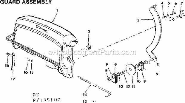 Guard Asm. Diagram and Parts List for 113199150  Craftsman Chop Saw