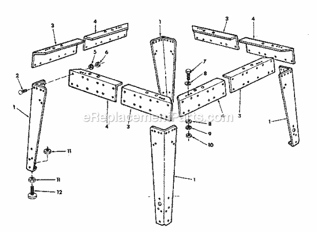 Leg Set Diagram and Parts List for 113199270  Craftsman Chop Saw