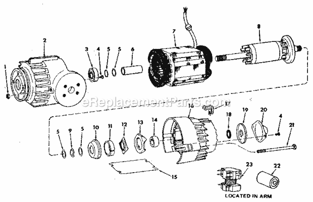 Motor Assembly 63608 Diagram and Parts List for 113199410  Craftsman Chop Saw