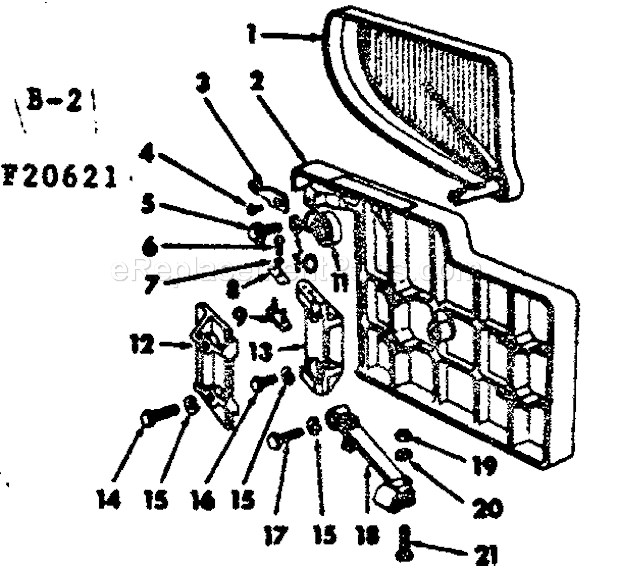 Guard And Infeed Table Diagram and Parts List for 11320621  Craftsman Planer Jointer