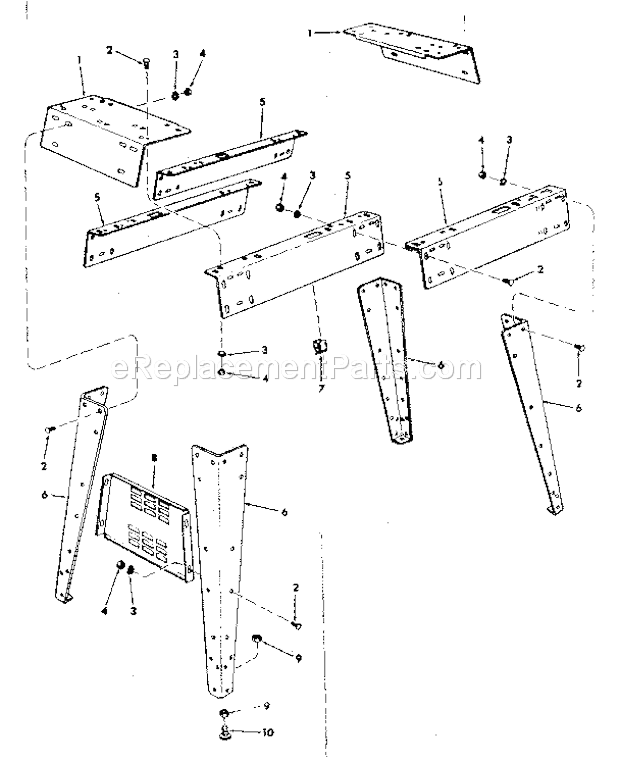 Leg Set Diagram and Parts List for 113206801  Craftsman Planer Jointer
