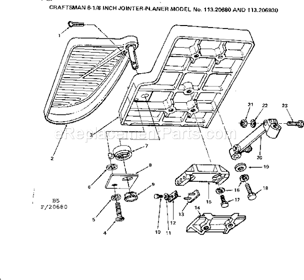 8 Inch Jointer Planer/Inf... Diagram and Parts List for 11320680  Craftsman Planer Jointer