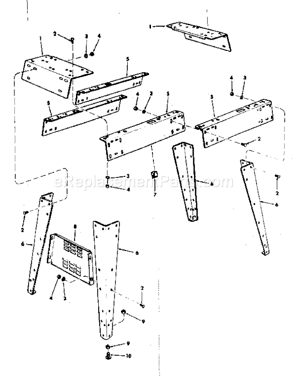 Legs Diagram and Parts List for 113206890  Craftsman Planer Jointer
