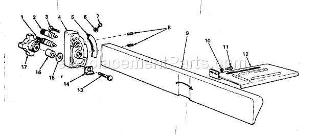 Fence Assembly Diagram and Parts List for 113206890  Craftsman Planer Jointer