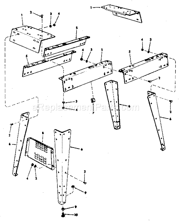 Figure 2 - Legs Parts Diagram and Parts List for 113206891  Craftsman Planer Jointer