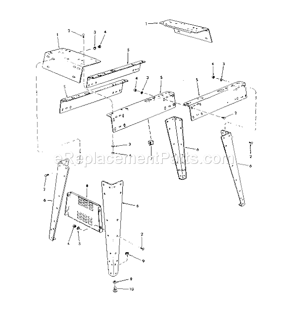 Legs Diagram and Parts List for 113206933  Craftsman Planer Jointer