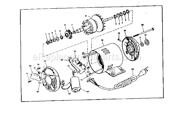 Motor 67094 Diagram and Parts List for 113206933  Craftsman Planer Jointer