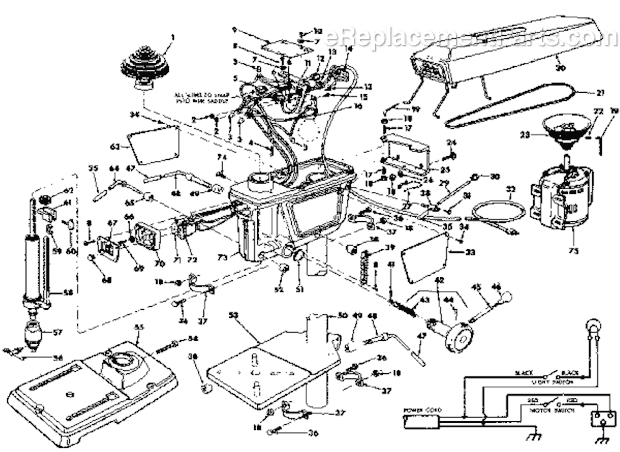 Page A Diagram and Parts List for 113213780  Craftsman Drill Press