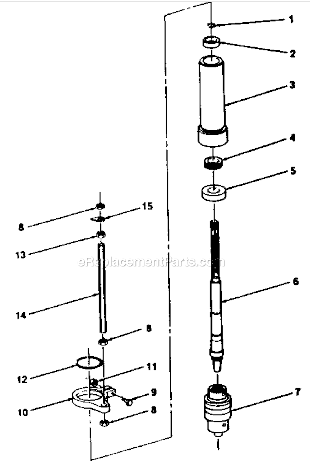 Spindle Assembly Diagram and Parts List for 113213873  Craftsman Drill Press