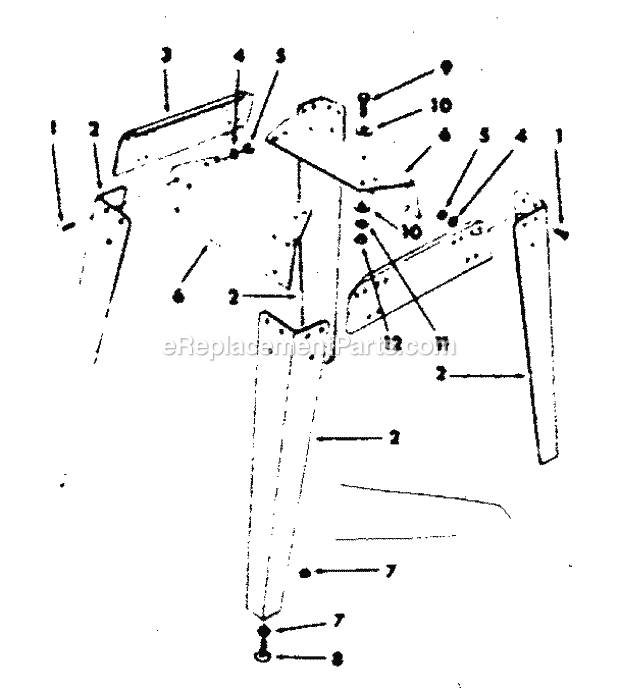 Legs Diagram and Parts List for 113221060  Craftsman Table Saw