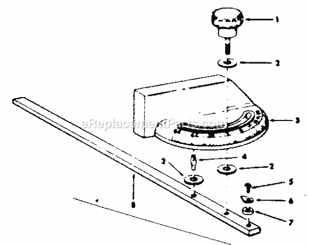 Miter Gauge Assembly Diagram and Parts List for 113221610  Craftsman Table Saw