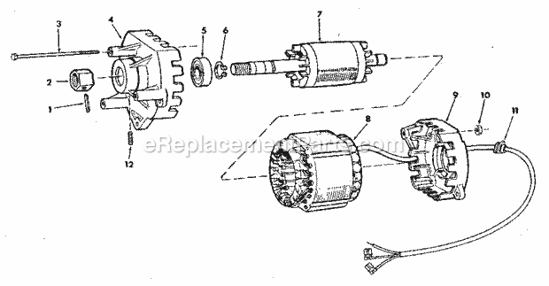 Motor Assembly Diagram and Parts List for 113221611  Craftsman Table Saw