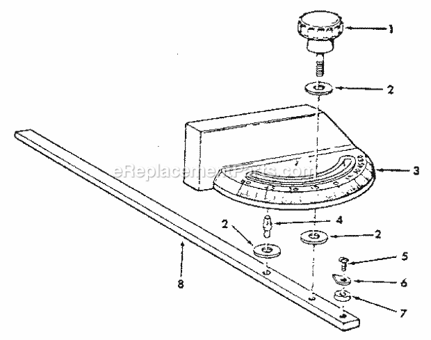 Miter Gauge Assembly Diagram and Parts List for 113221620  Craftsman Table Saw