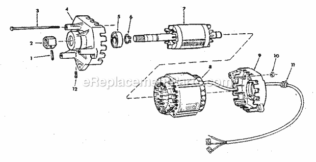 Motor Assembly Diagram and Parts List for 113221620  Craftsman Table Saw