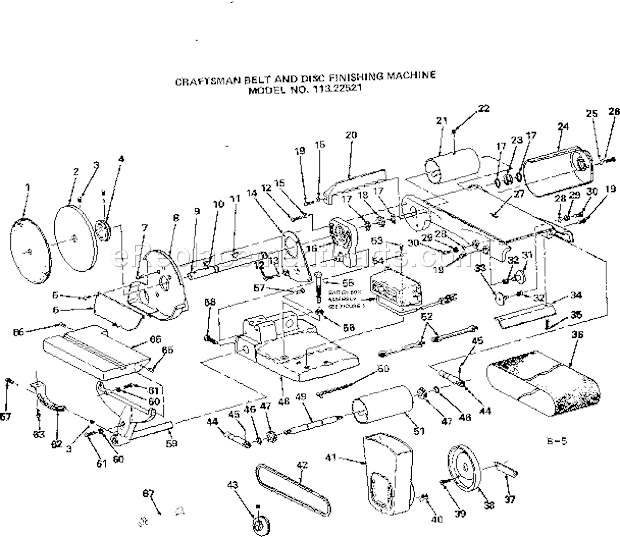 Unit Diagram and Parts List for 11322521  Craftsman Belt or Drum Sander