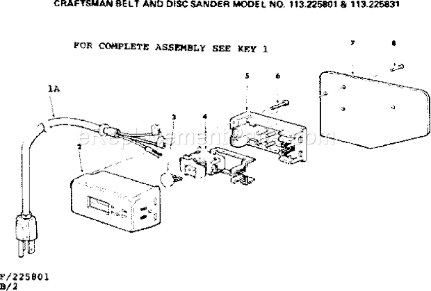 Page B Diagram and Parts List for 113225801  Craftsman Belt or Drum Sander