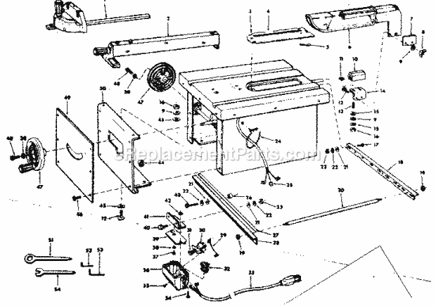 Unit Diagram and Parts List for 113226640  Craftsman Table Saw