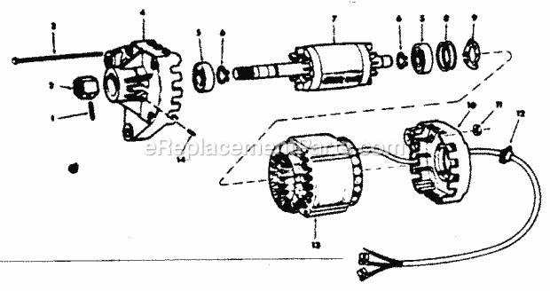 Motor No. 62962 Diagram and Parts List for 113226640  Craftsman Table Saw