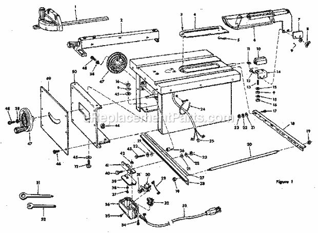 Page A Diagram and Parts List for 113226680  Craftsman Table Saw