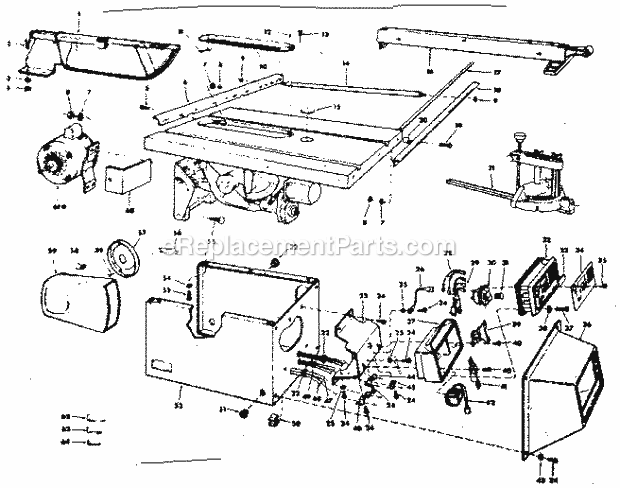 Unit Diagram and Parts List for 113226830  Craftsman Table Saw