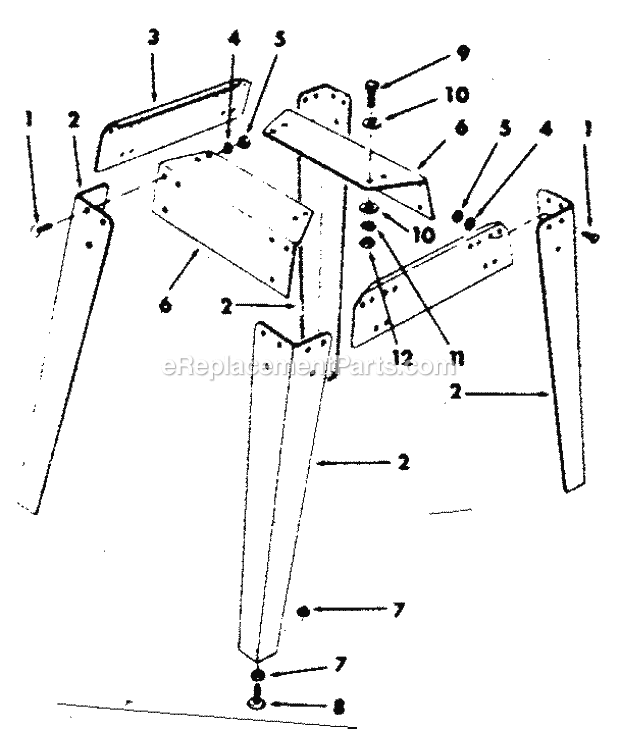 Legs Diagram and Parts List for 113226830  Craftsman Table Saw