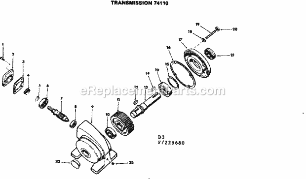 Transmission 74110 Diagram and Parts List for 113229950  Craftsman Band Saw