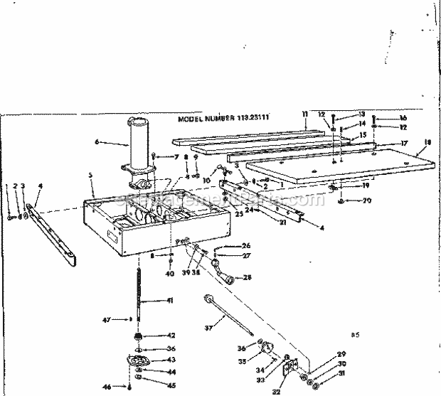 Rip Fence And Base Assembly Diagram and Parts List for 11323111  Craftsman Chop Saw