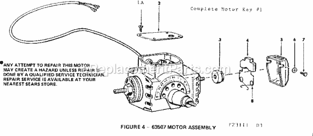 Motor Diagram and Parts List for 11323111  Craftsman Chop Saw
