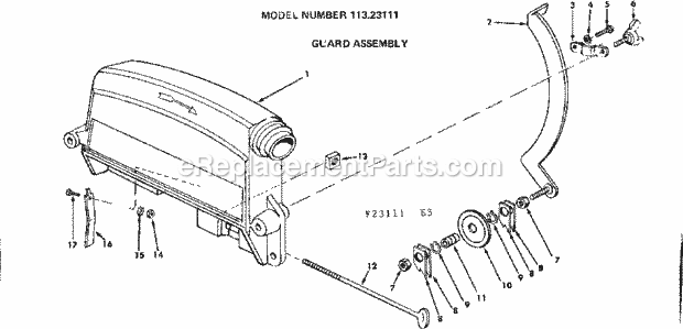 Guard Assembly Diagram and Parts List for 11323111  Craftsman Chop Saw