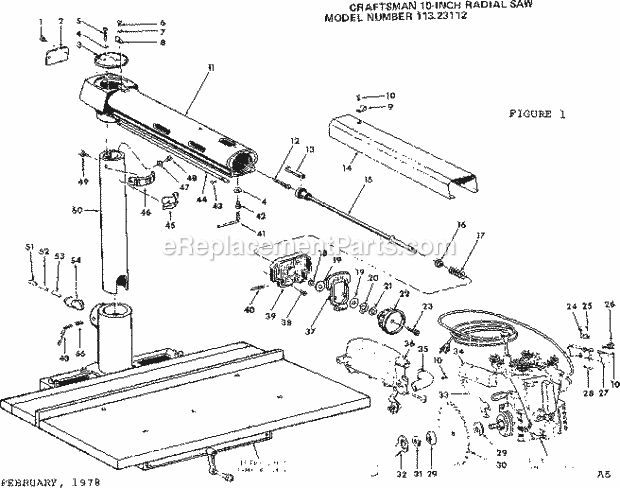Unit Diagram and Parts List for 11323112  Craftsman Chop Saw