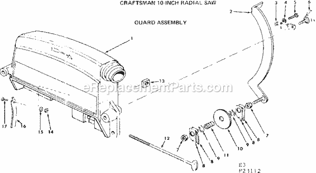 Page E Diagram and Parts List for 11323112  Craftsman Chop Saw