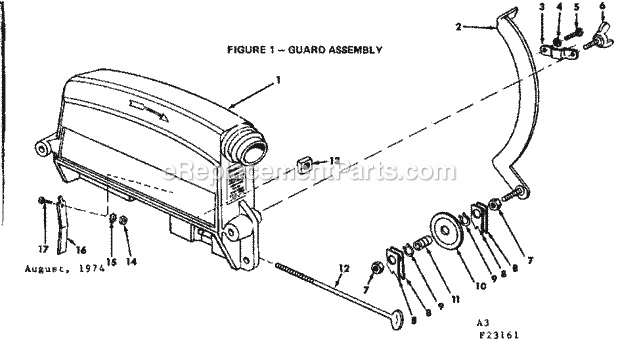 Guard Assembly Diagram and Parts List for 11323161  Craftsman Chop Saw
