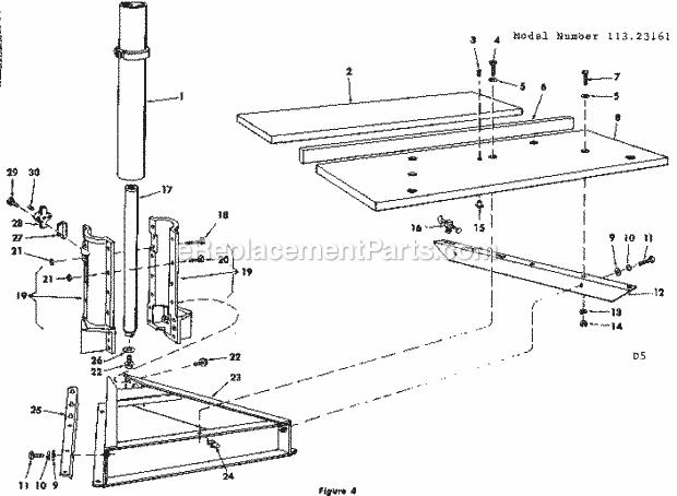 Rip Fence And Base Assembly Diagram and Parts List for 11323161  Craftsman Chop Saw