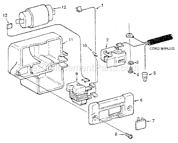 Figure 5 - Switch Assembl... Diagram and Parts List for 113232210  Craftsman Planer Jointer