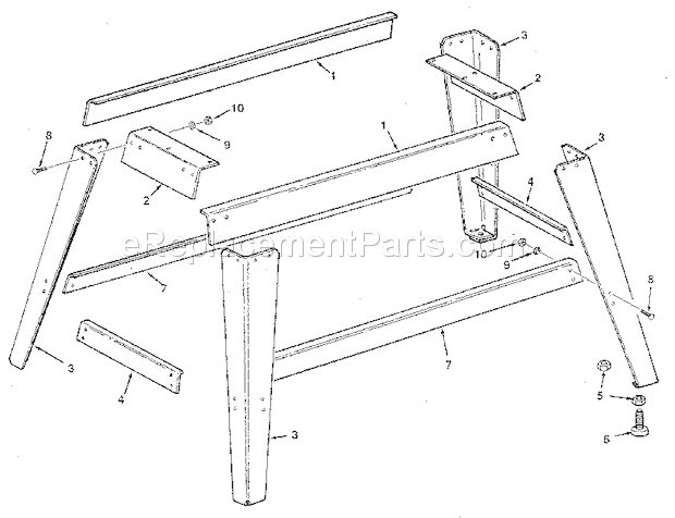 Figure 6 - Leg Set Assemb... Diagram and Parts List for 113232210  Craftsman Planer Jointer