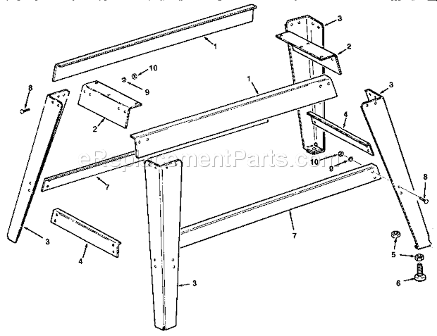 Leg Set Assembly Diagram and Parts List for 113232211  Craftsman Planer Jointer