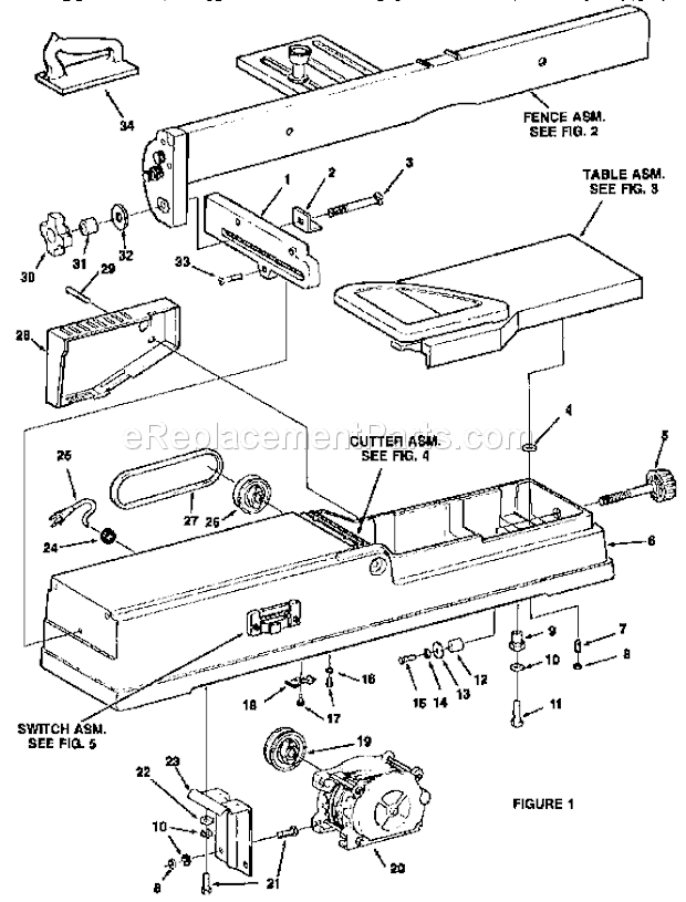 Repair Parts - Jointer-Pl... Diagram and Parts List for 113232212  Craftsman Planer Jointer