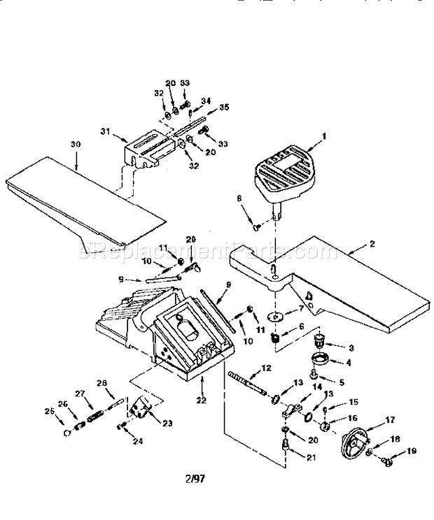 Table Infeed Assembly Diagram and Parts List for 113232240  Craftsman Planer Jointer
