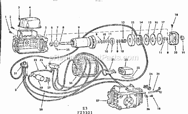 Motor Assembly Diagram and Parts List for 11323301  Craftsman Chop Saw