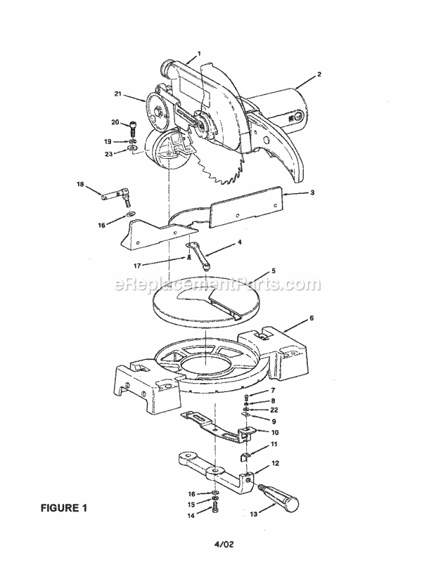 10" Compound Miter Saw Diagram and Parts List for 113234613  Craftsman Miter Saw