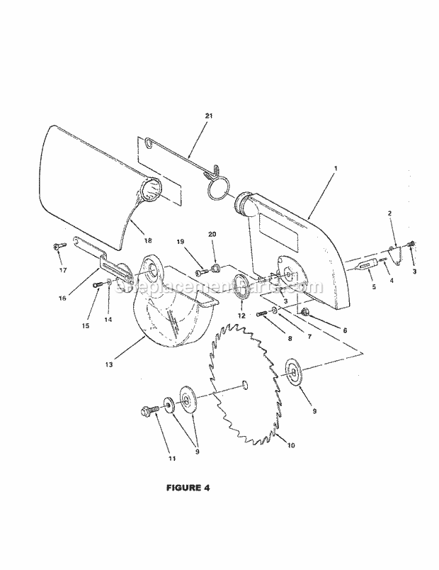 Guard/Blade/Dust Bag Diagram and Parts List for 113234613  Craftsman Miter Saw