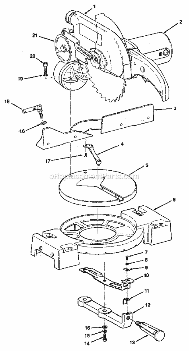 Page A Diagram and Parts List for 113234620  Craftsman Miter Saw
