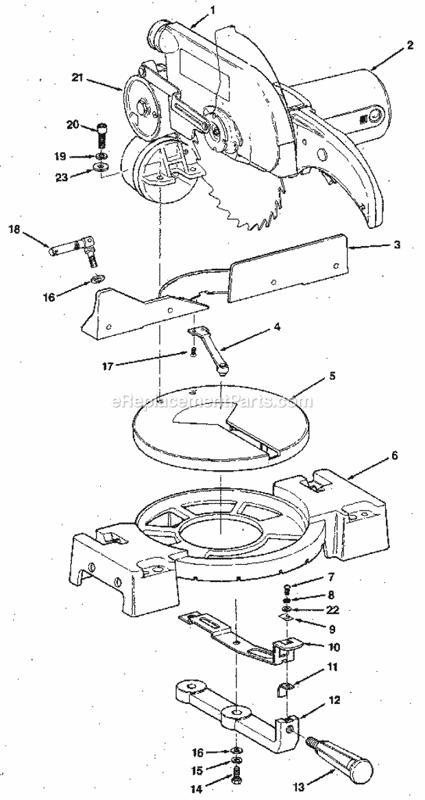 Unit Diagram and Parts List for 113234630  Craftsman Miter Saw