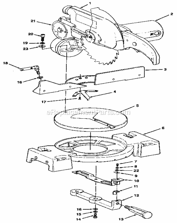 Page A Diagram and Parts List for 113234651  Craftsman Miter Saw