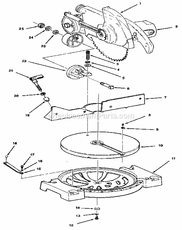 Figure 1 Diagram and Parts List for 113234680  Craftsman Miter Saw