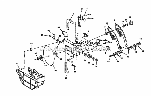 Blade And Motor Diagram and Parts List for 113234800  Craftsman Chop Saw