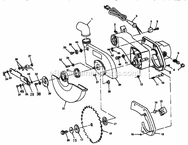 Page C Diagram and Parts List for 113234880  Craftsman Miter Saw
