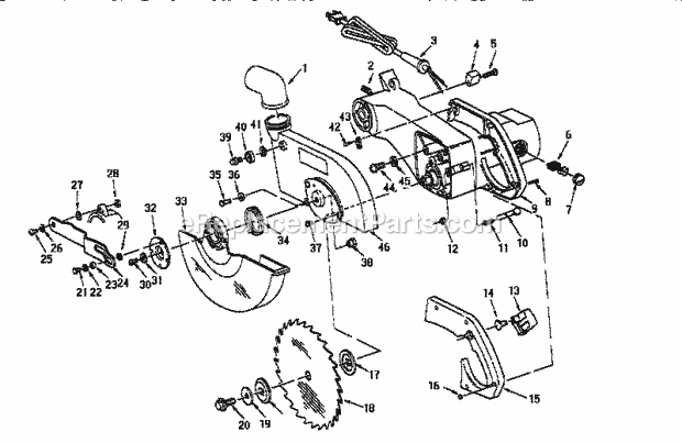 Figure 3 Diagram and Parts List for 113234940  Craftsman Miter Saw